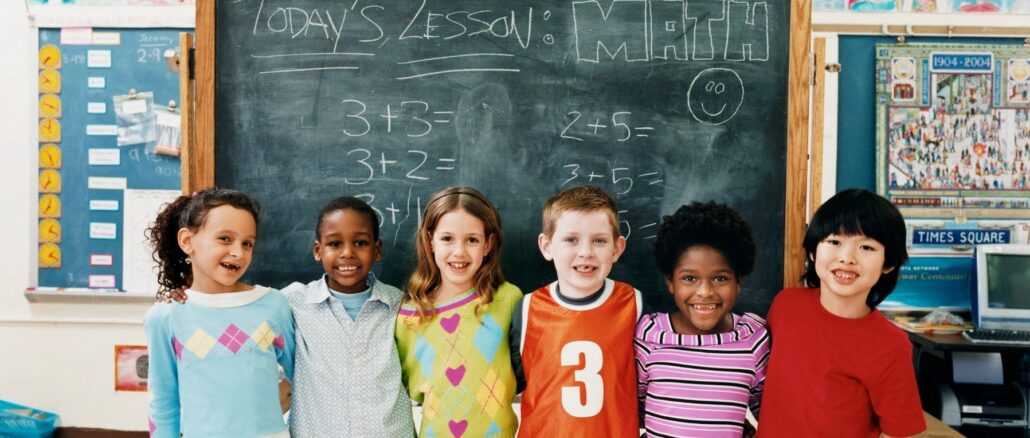 childern standing at school during a math education lesson knoxville tennessee