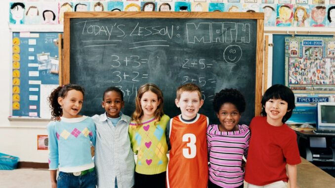 childern standing at school during a math education lesson knoxville tennessee