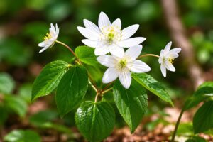 Rue Anemone flower in smoky mountains tennessee